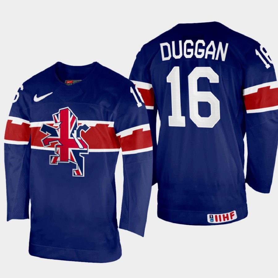 great britain hockey sam duggan 2022 iihf world championship away jersey navy