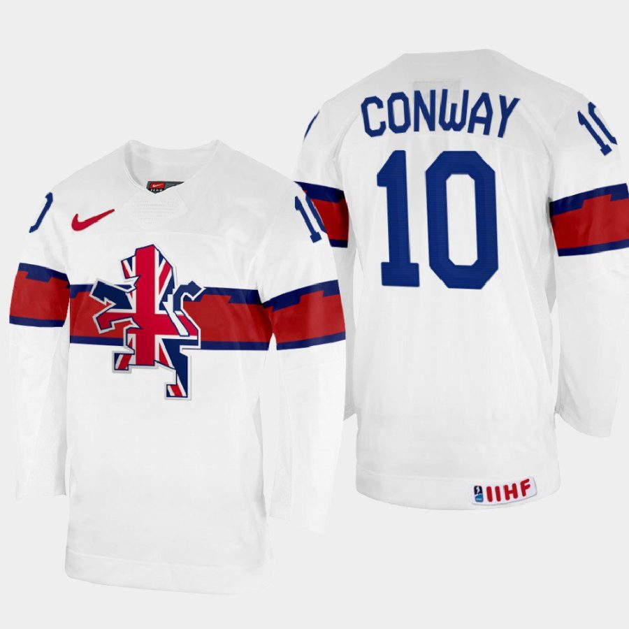 great britain hockey scott conway 2022 iihf world championship home jersey white