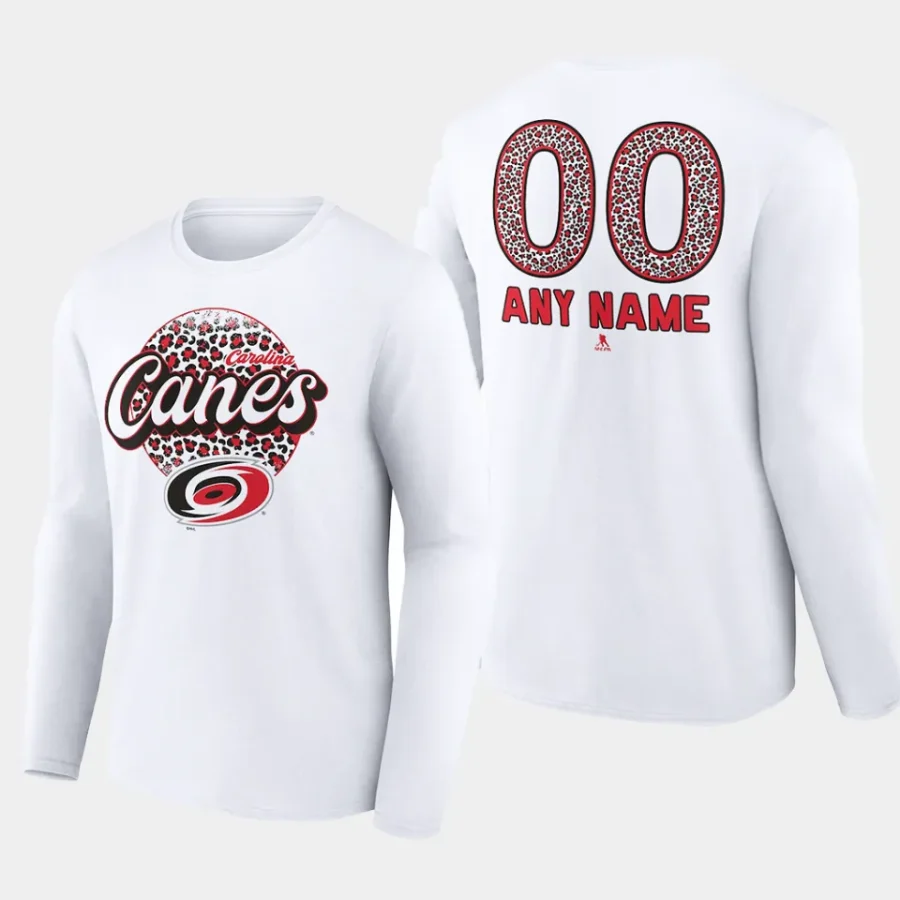 hurricanes custom whitelong sleeve leopard print t shirt