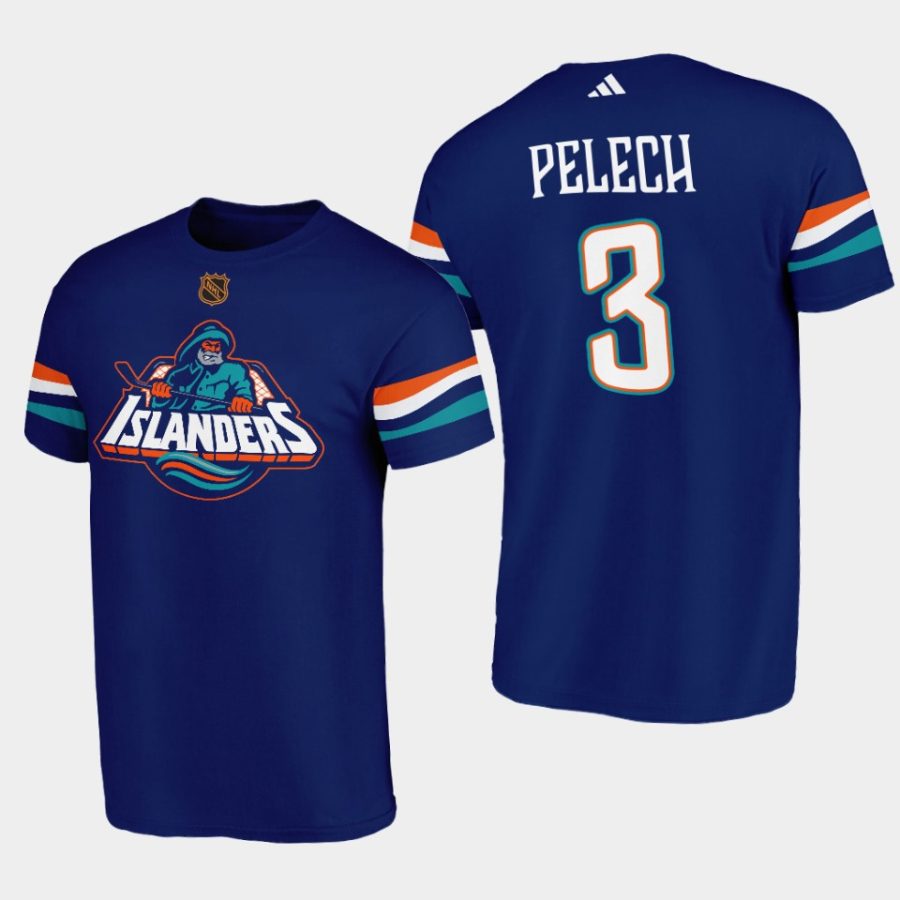 islanders adam pelech navy reverse retro 2.0 special edition t shirt