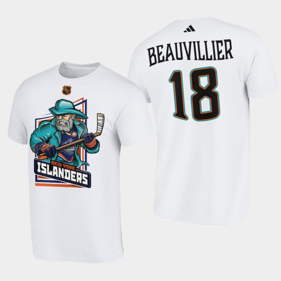 islanders anthony beauvillier white cartoon reverse retro 2.0 t shirt