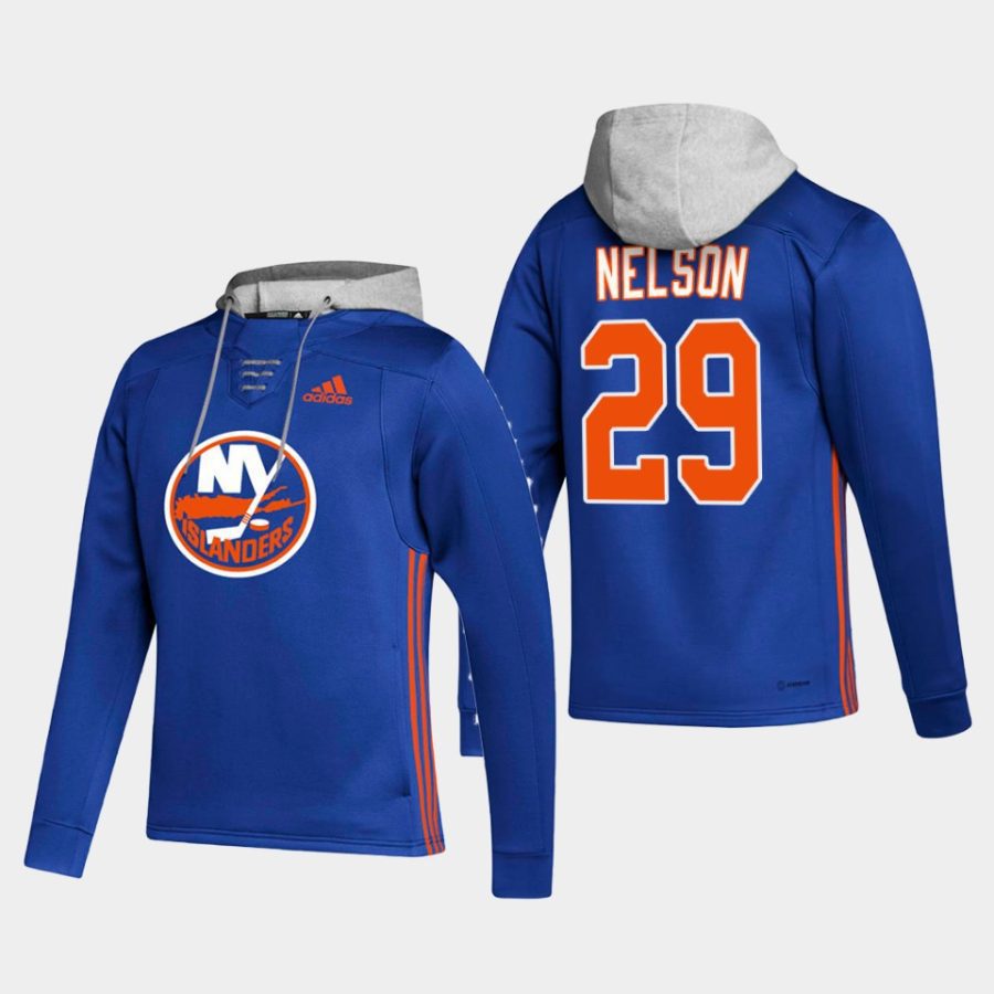 islanders brock nelson blue skate lace up hoodie