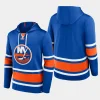 islanders men royal puck deep lace up pullover hoodie