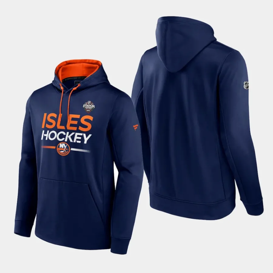 islanders navy 2024 nhl stadium series authentic pro pullover hoodie