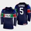 italy hockey marco sanna 2022 iihf world championship away jersey navy