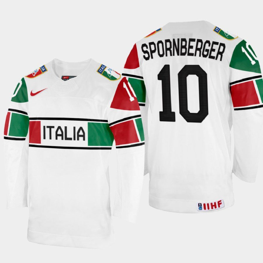 italy hockey peter spornberger 2022 iihf world championship home jersey white