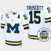 jacob truscott michigan wolverines white 100th anniversary hockey jersey