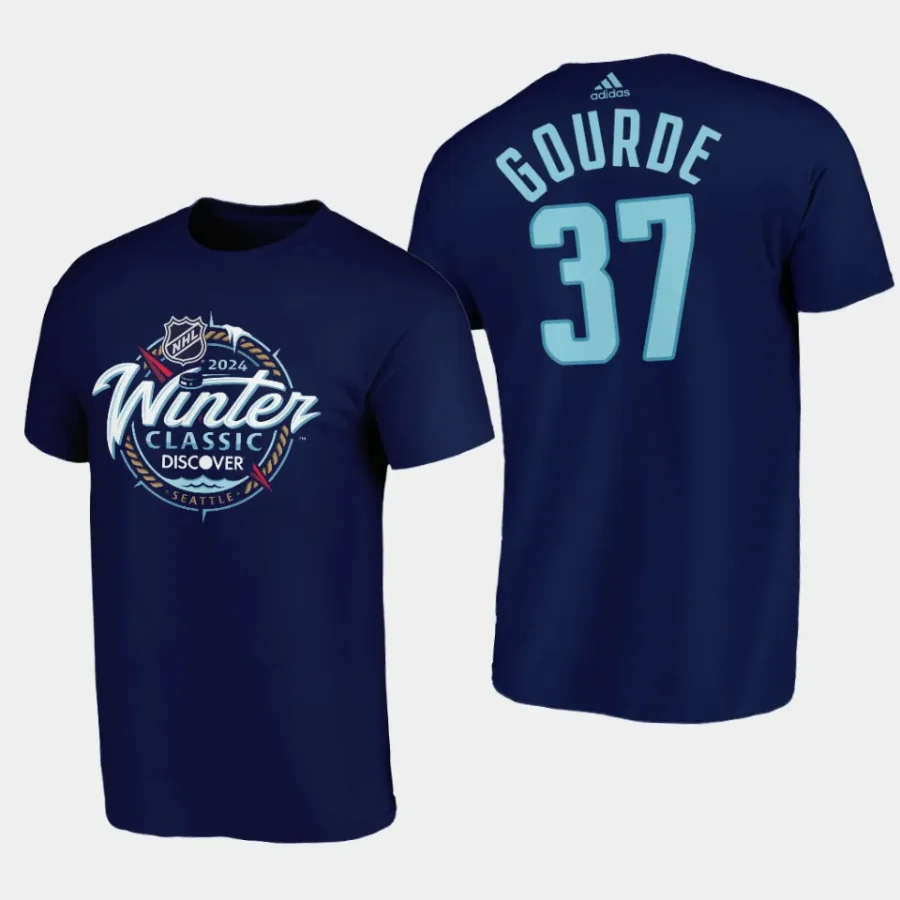 kraken yanni gourde blue 2024 nhl winter classic primary logo t shirt