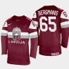 latvia hockey arvils bergmanis 2022 iihf world championship away jersey maroon