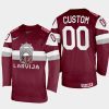 latvia hockey custom 2022 iihf world championship away jersey maroon