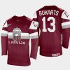 latvia hockey rihards bukarts 2022 iihf world championship away jersey maroon