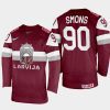 latvia hockey sandis smons 2022 iihf world championship away jersey maroon