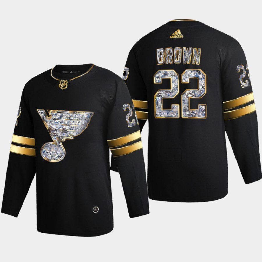 logan brown blues black 2022 stanley cup playoffs diamond edition authentic jersey