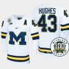 luke hughes michigan wolverines white 100th anniversary hockey jersey