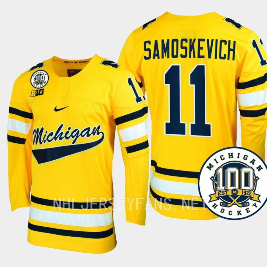 mackie samoskevich michigan wolverines maize 100th anniversary hockey jersey