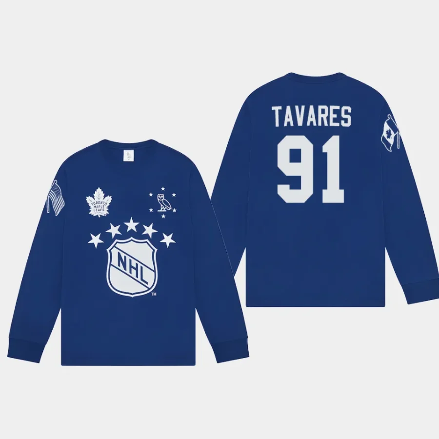 maple leafs john tavares blue long sleeve ovo x nhl t shirt