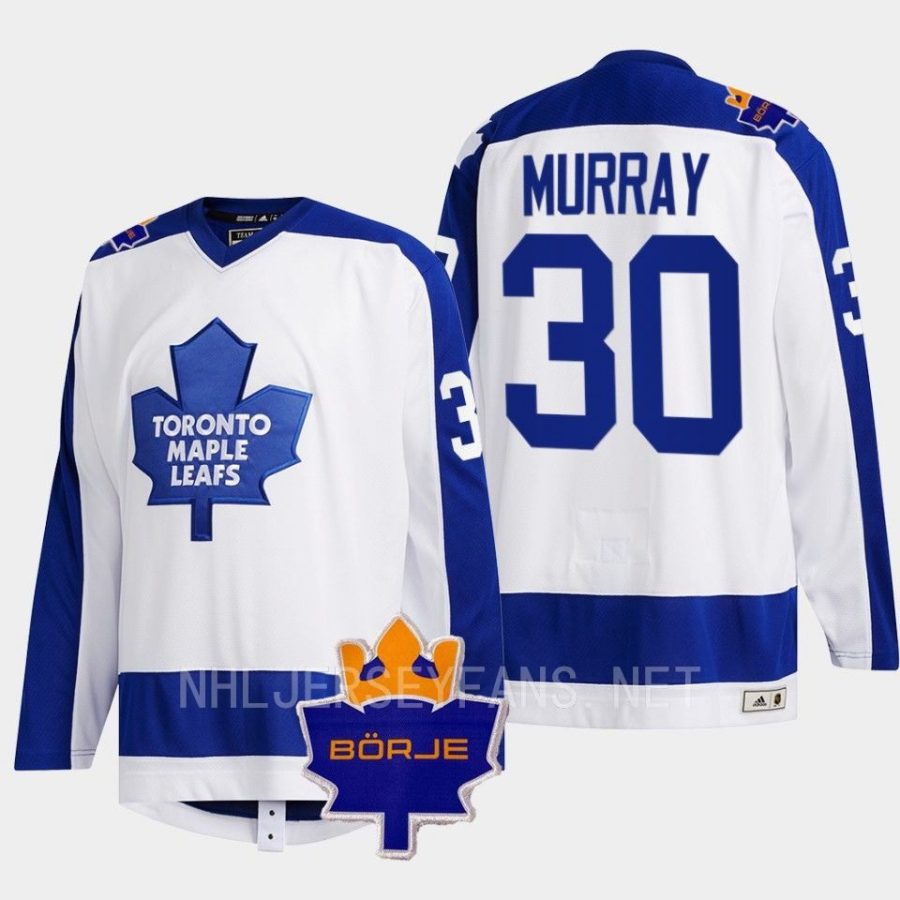 matt murray maple leafs white memorial borje patch classic jersey