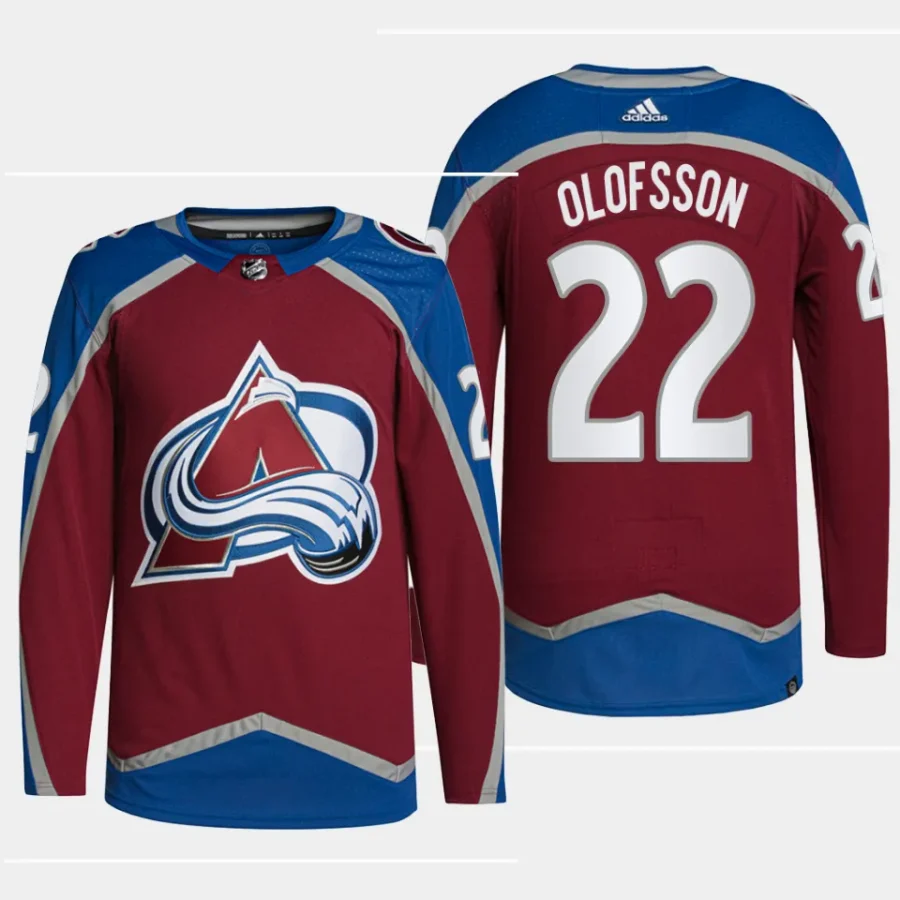 men avalanche fredrik olofsson primegreen home authentic pro burgundy jersey