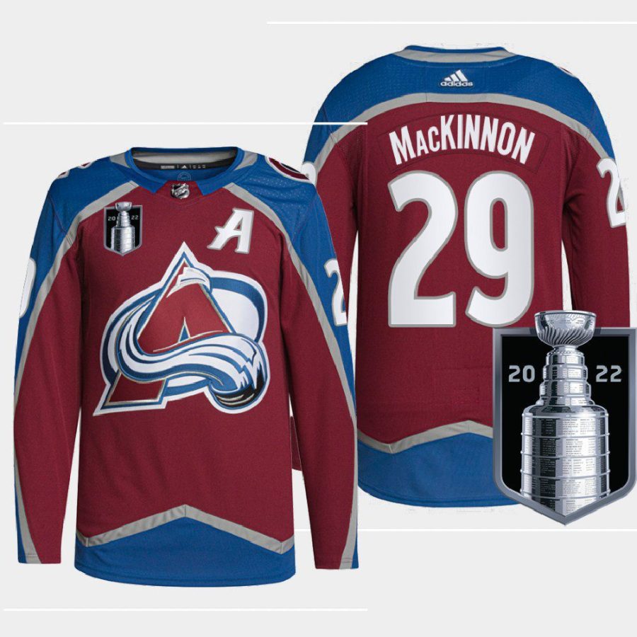 men avalanche nathan mackinnon authentic pro 2022 stanley cup playoffs burgundy jersey