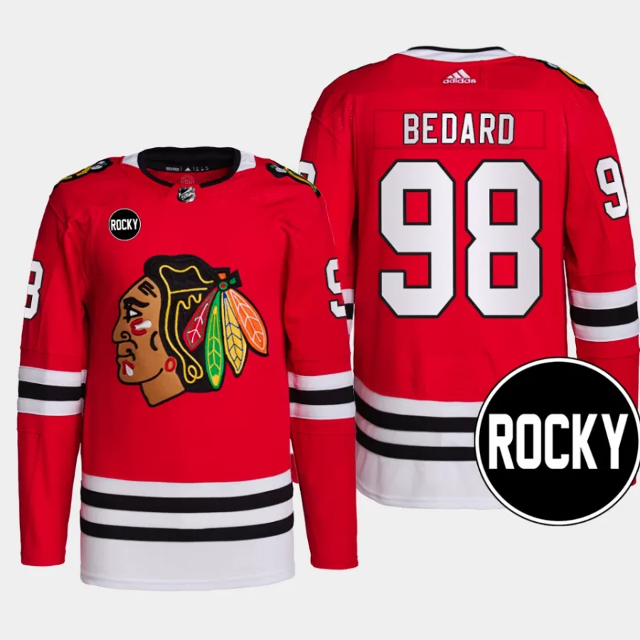 men blackhawks connor bedard 2023 24 rocky patch authentic home primegreen red jersey