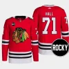 men blackhawks taylor hall 2023 24 rocky patch authentic home primegreen red jersey