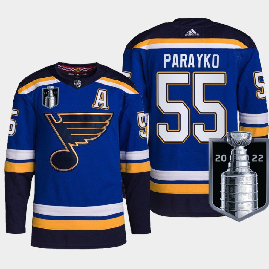 men blues colton parayko authentic pro 2022 stanley cup playoffs blue jersey