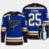 men blues jordan kyrou authentic pro 2022 stanley cup playoffs blue jersey