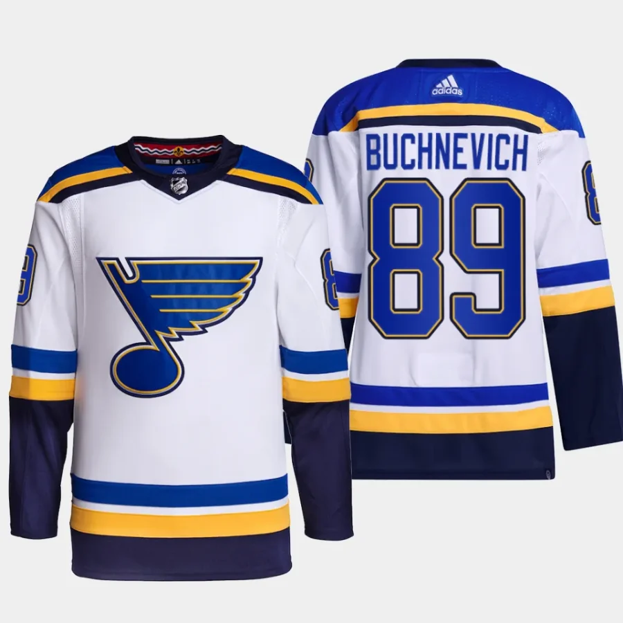 men blues pavel buchnevich primegreen away authentic pro white jersey