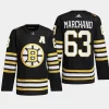 men bruins brad marchand 2023 24 primegreen 100th anniversary authentic player black jersey