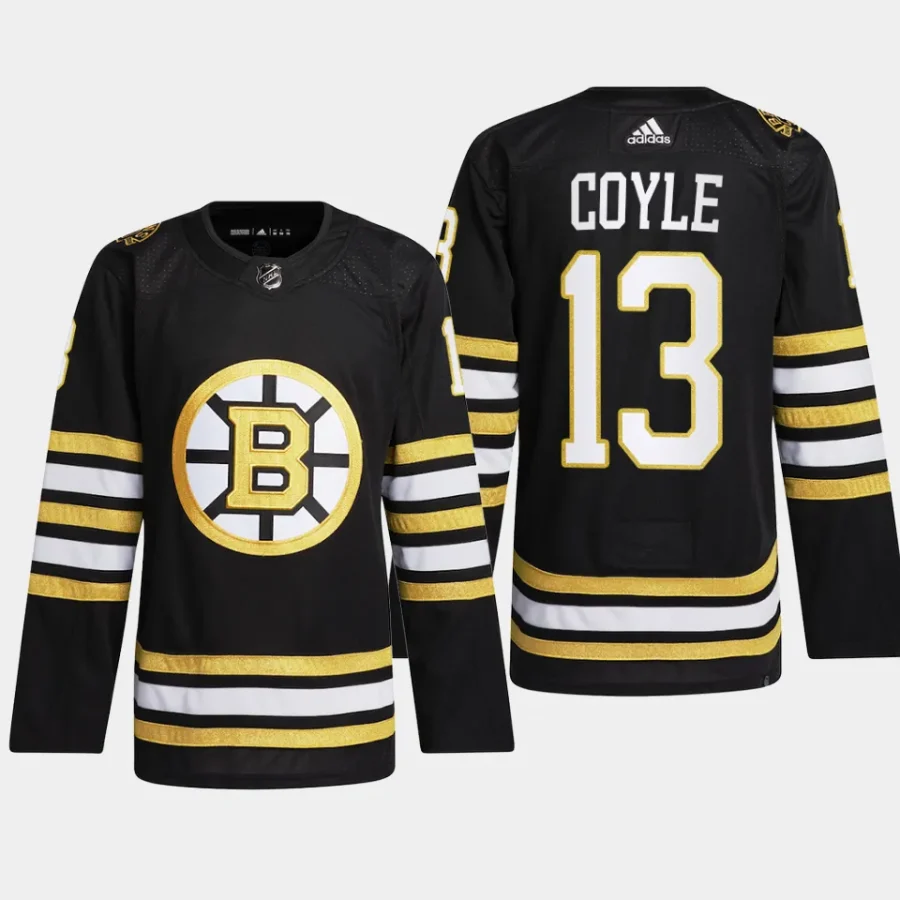 men bruins charlie coyle 2023 24 primegreen 100th anniversary authentic player black jersey