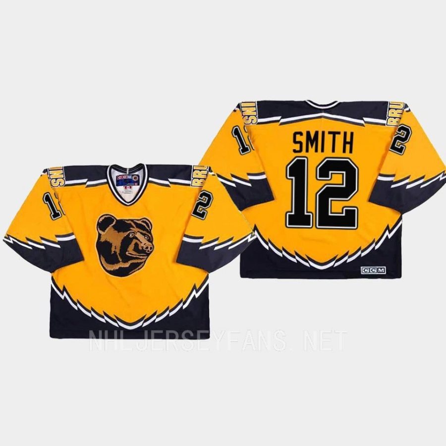 men bruins craig smith replica throwback gold jersey