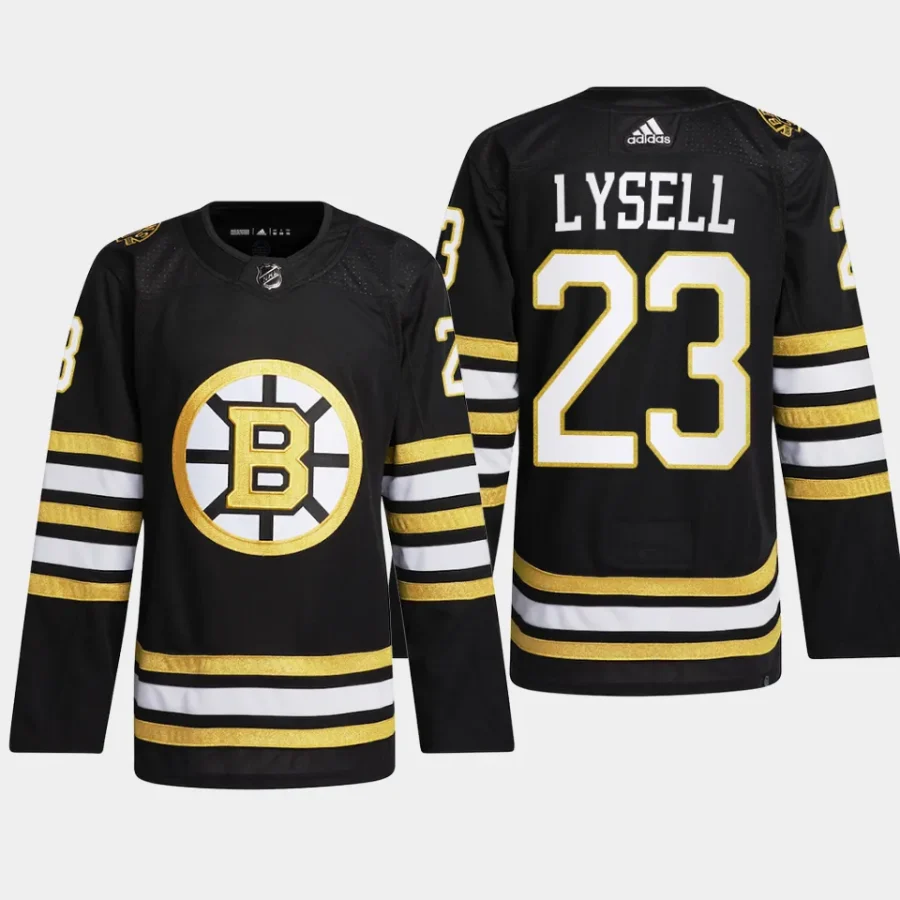 men bruins fabian lysell 2023 24 primegreen 100th anniversary authentic player black jersey