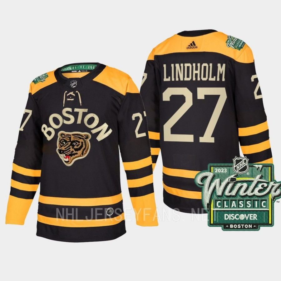 men bruins hampus lindholm authentic 2023 winter classic black jersey