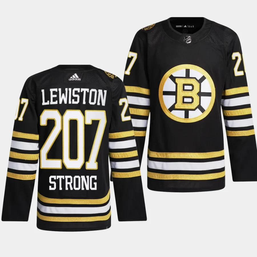 men bruins lewiston strong special 100th anniversary authentic black jersey