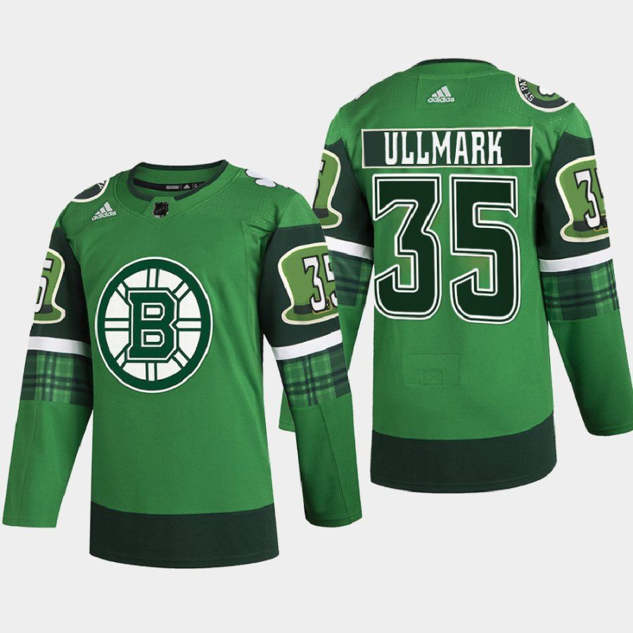 men bruins linus ullmark warm up st patricks day 2022 green jersey