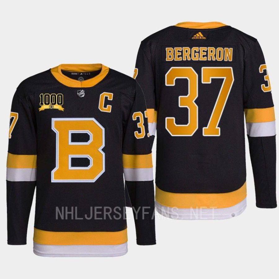 men bruins patrice bergeron authentic 1000 career points black jersey