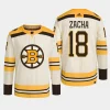 men bruins pavel zacha 2023 24 primegreen 100th anniversary authentic player cream jersey