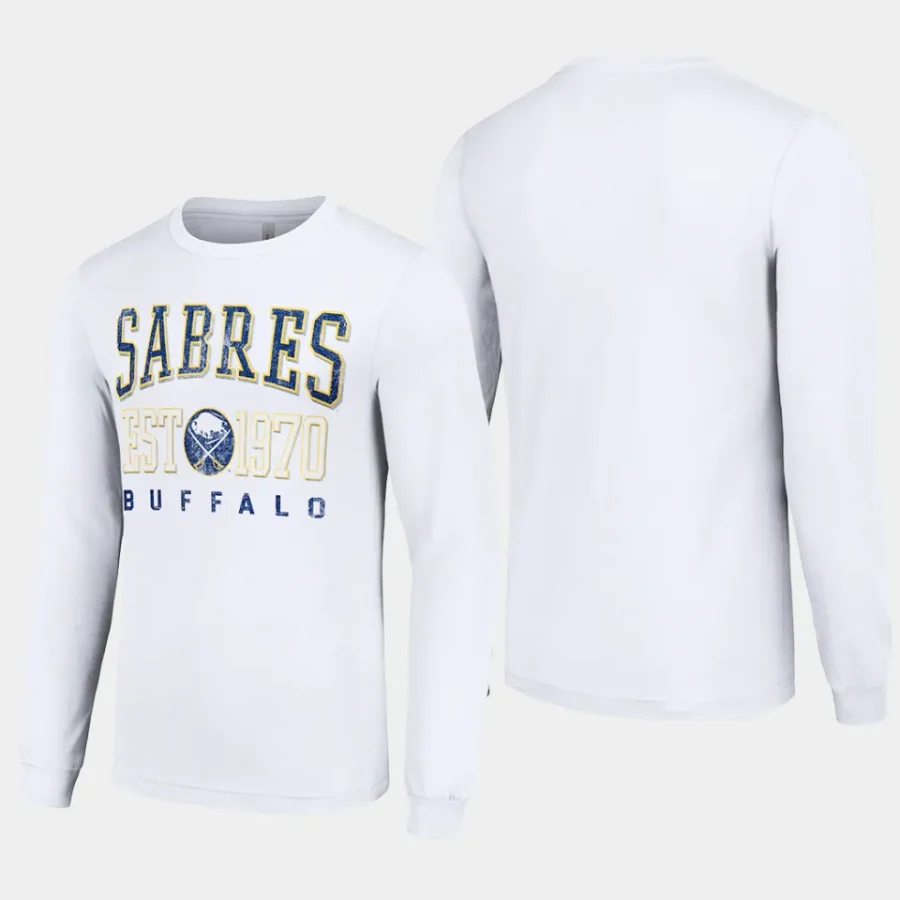 men buffalo sabres retro graphic white long sleeve crew t shirt