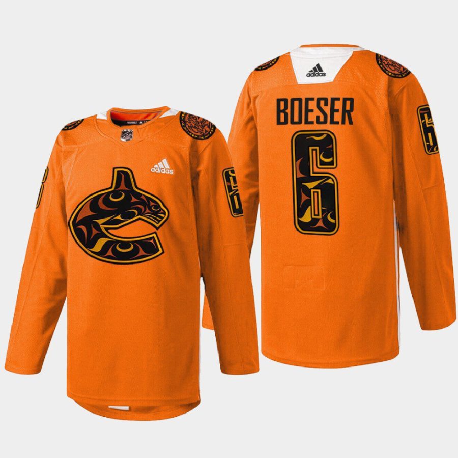 men canucks brock boeser every child matters 2022 first nations night orange jersey