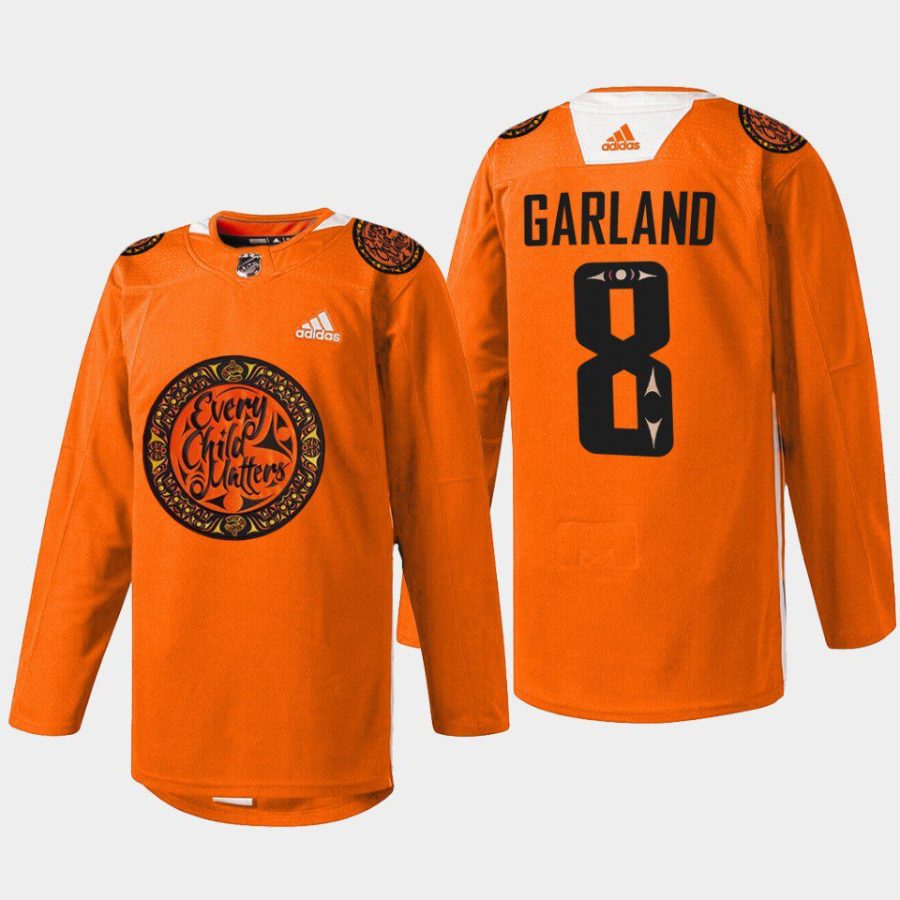 men canucks conor garland warmup national day for truth and reconciliation 2022 orange jersey