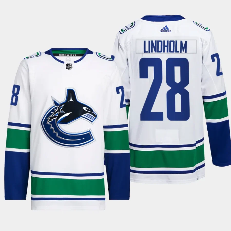 men canucks elias lindholm authentic primegreen away white jersey