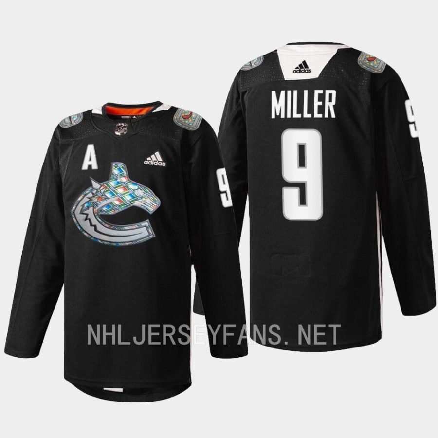 men canucks j.t. miller heritage warm up black history month 2023 black jersey