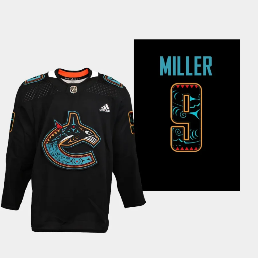 men canucks j.t. miller special edition first nations 2023 black jersey