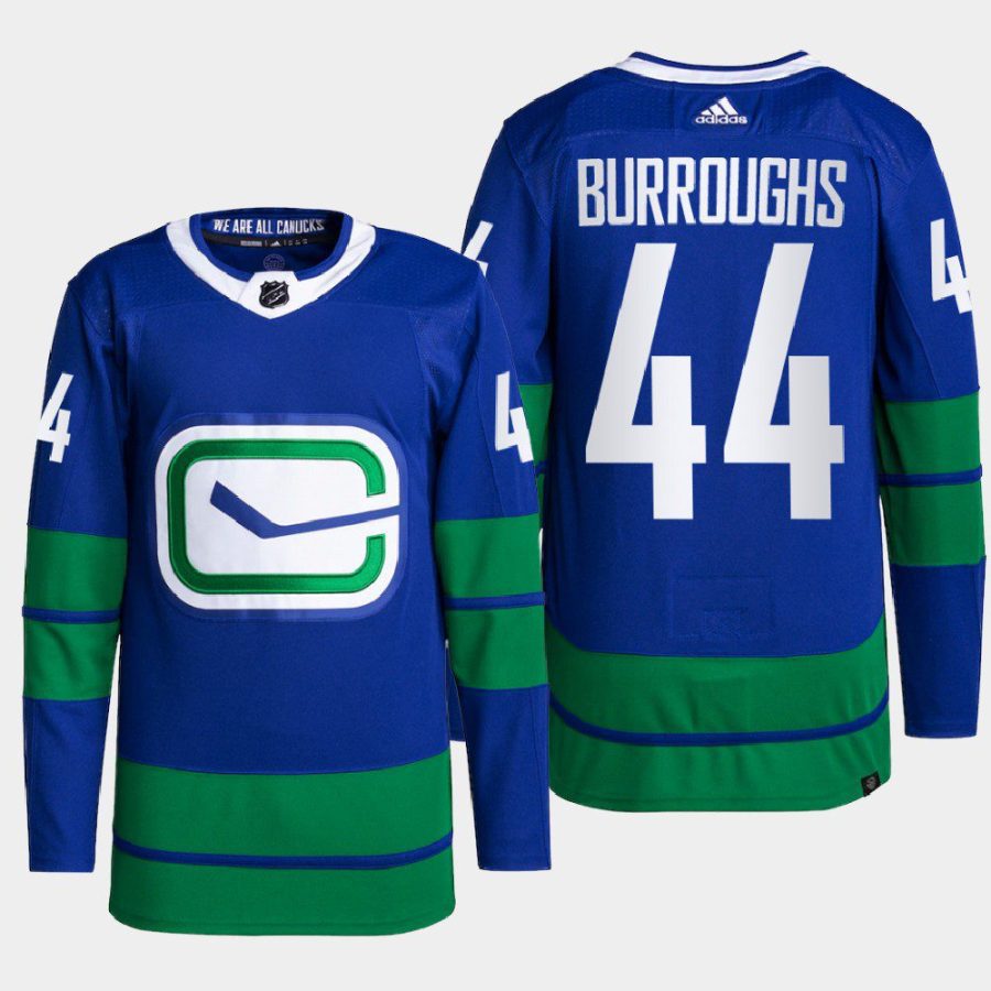 men canucks kyle burroughs 2022 primegreen authentic pro alternate blue jersey