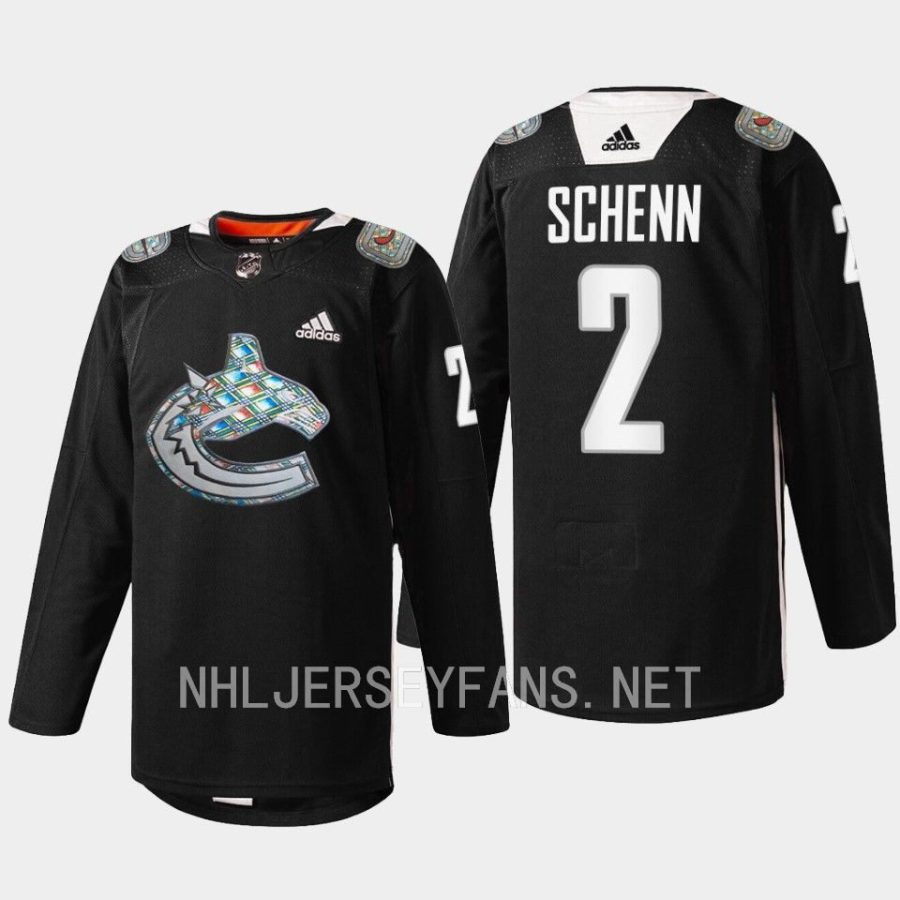 men canucks luke schenn heritage warm up black history month 2023 black jersey