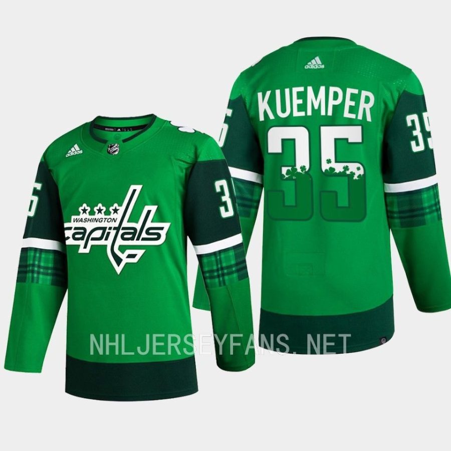 men capitals darcy kuemper primegreen authentic 2023 st. patricks day green jersey