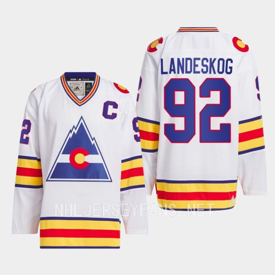 men colorado rockies gabriel landeskog 1977 hockey team classic white jersey