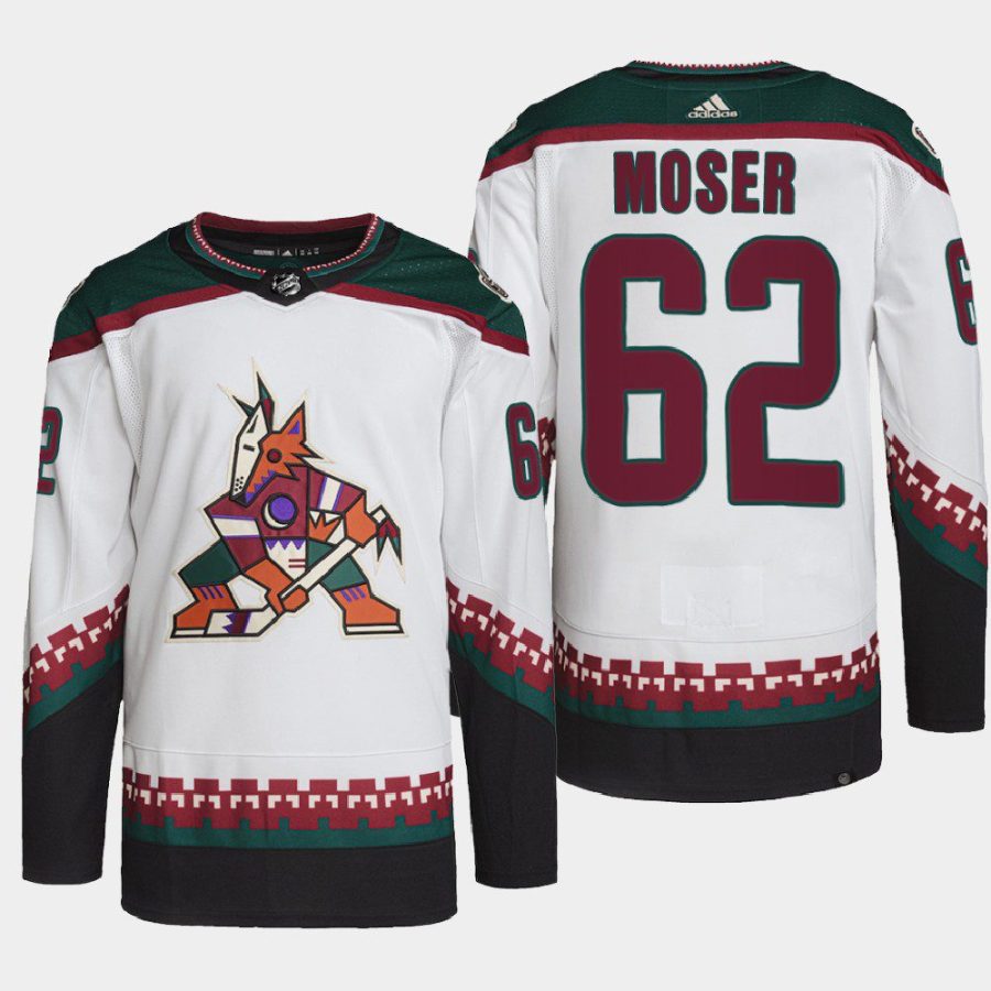 men coyotes janis moser 2022 primegreen authentic pro away white jersey