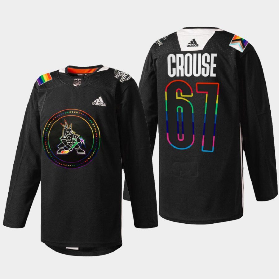 men coyotes lawson crouse hockeyisforeveryone pride night 2022 black jersey