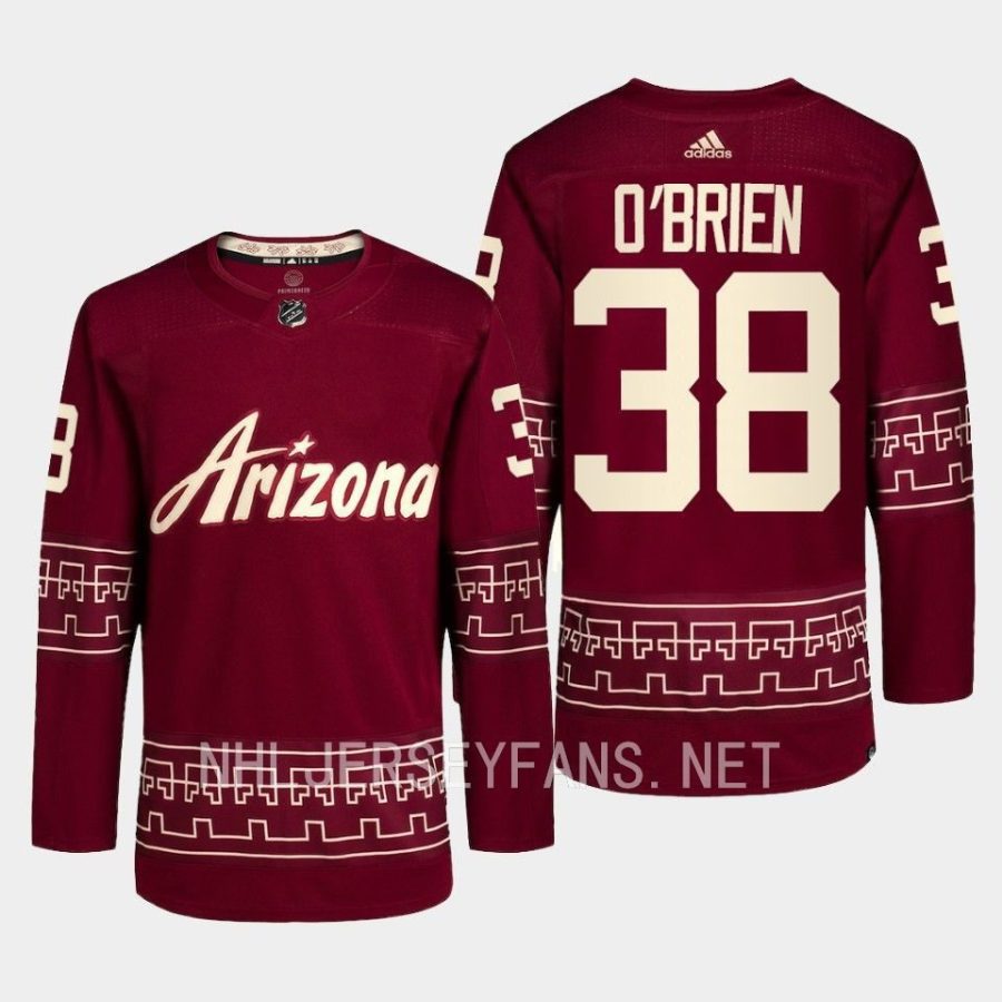 men coyotes liam obrien 2022 23 primegreen authentic desert night alternate garnet jersey